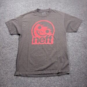 Neff Smiley T-Shirt Men Large Gray Graphic Logo Skater Tee Made in USA